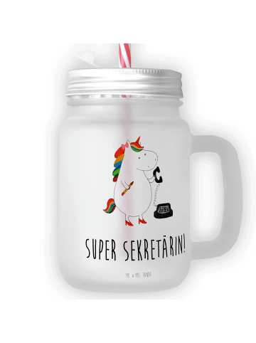 Mr. & Mrs. Panda Limonadenglas Einhorn Sekretärin mit Spruch in Transparent