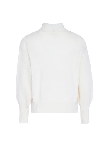myMo Damen Pullover Mit Blumenstick in WOLLWEISS