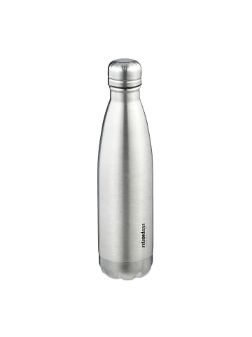 relaxdays Edelstahl-Trinkflasche in Silber - 500 ml