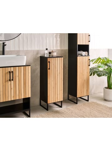Beliani Badezimmerschrank MISCANTI in Braun/Schwarz - (W) 30 x (H) 90 x (L) 30 cm