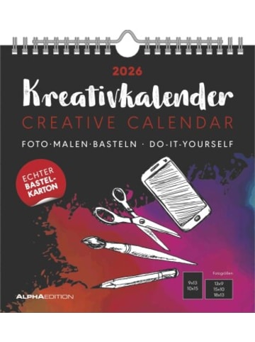 TeNeues Calendars & Stationery Kalender - Alpha Edition -  Kreativ-Kalender M Schwarz 2026 - Bastelkalender (2