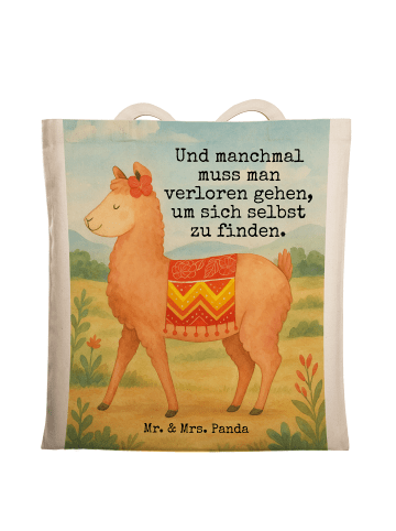 Mr. & Mrs. Panda Einkaufstasche Alpaka Stolz Design mit Spruch in Weiß
