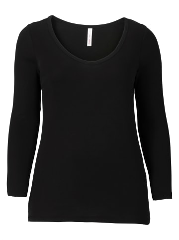 sheego Langarmshirt in schwarz