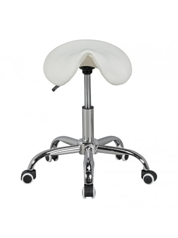 KADIMA DESIGN MENTON - Sattel-Hocker in , Arbeitshocker mit Kunstleder-Bezug, in Weiß