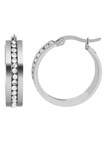 Adeliás Damen Ohrringe – Creole aus Edelstahl mit Strass in silber