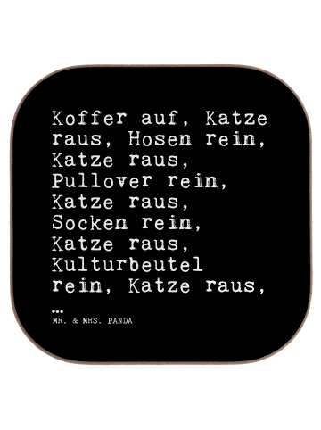 Mr. & Mrs. Panda Glasuntersetzer Koffer auf, Katze raus,... mit ... in Schwarz
