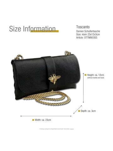Toscanto Leder Schultertasche, Clutch Toscanto Tasche schwarz ca. 23cm