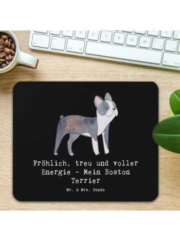 Mr. & Mrs. Panda Mauspad Boston Terrier Freude mit Spruch in Schwarz
