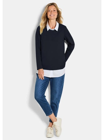 GOLDNER Sweatshirt Elegantes 2-in-1 Business-Oberteil in marine / weiß