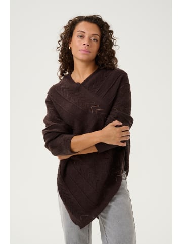 Cream Poncho CRHoliday Loose fit in Chocolate Plum
