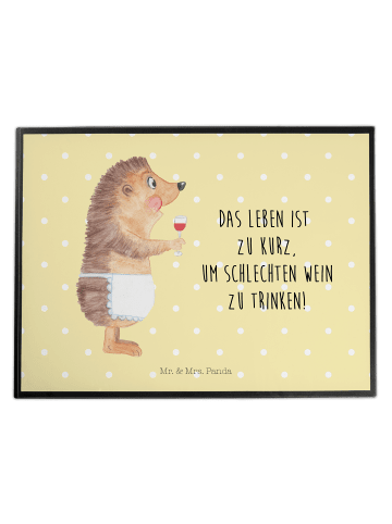 Mr. & Mrs. Panda Schreibtischunterlage Igel Wein mit Spruch in Gelb Pastell