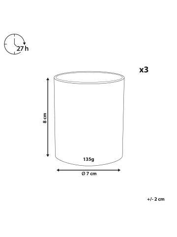 Beliani 3er-Set Kerze SHEER JOY in Rosa/Violett/Rot