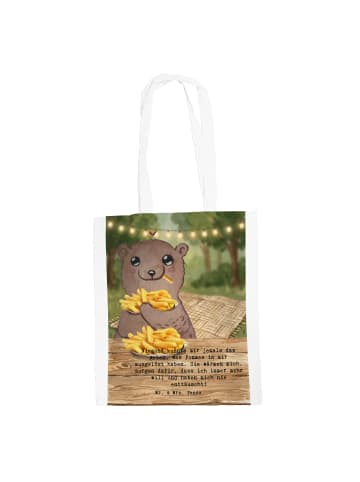 Mr. & Mrs. Panda Jutebeutel Bär Pommes verliebt Design mit Spruch in Weiß