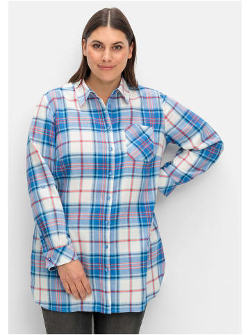 sheego Karierte Longbluse in offwhite kariert