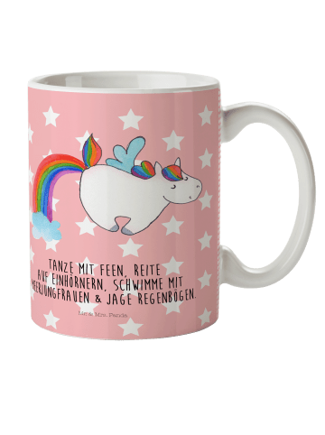 Mr. & Mrs. Panda Kindertasse Einhorn Pegasus mit Spruch in Rot Pastell