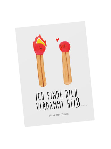 Mr. & Mrs. Panda Postkarte Streichhölzer mit Spruch in Weiß