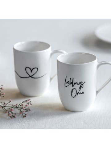 Villeroy & Boch 2er Set Kaffeebecher Lieblingsoma Statement 280 ml in weiß