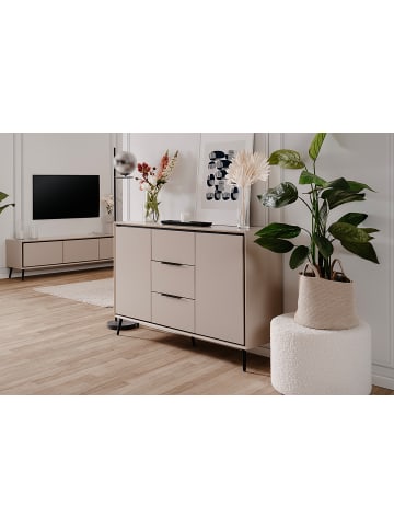 home24 Sideboard Adaro 135 cm in Beige / Schwarz