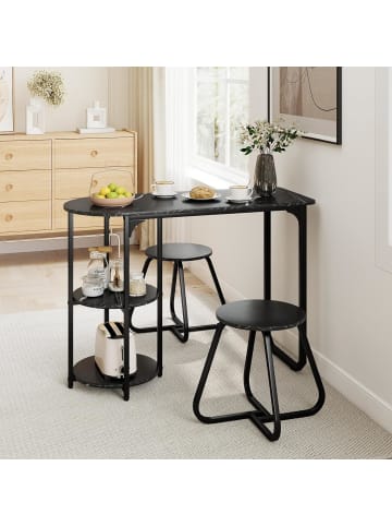 COSTWAY 3 tlg. Essgruppe mit 2 Ablagen in Schwarz