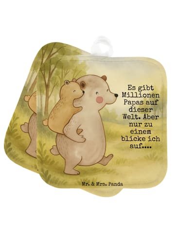 Mr. & Mrs. Panda Topfhandschuhe Papa Bär Design mit Spruch in Weiß