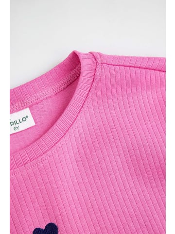 Coccodrillo Geripptes Kleid mit kurzen Ärmeln in rosa