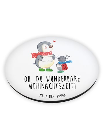 Mr. & Mrs. Panda Rund Magnet Smörle Winterzeit mit Spruch in Weiß