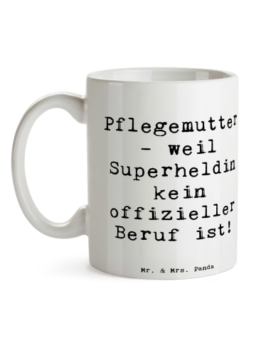 Mr. & Mrs. Panda Tasse Pflegemutter Superheldin mit Spruch in Weiß