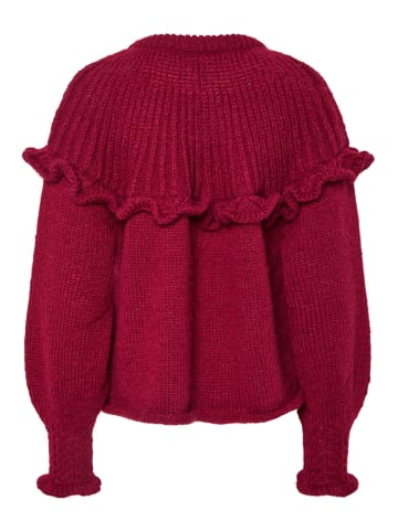 Pieces Strickpullover in Beet Red