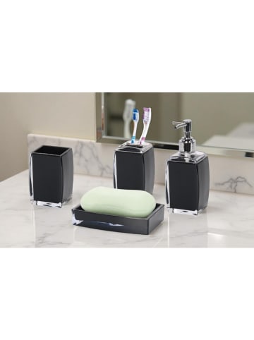 Cheffinger 4-teilig, Seifenspender, Zahnbürstenhalter, Schale & Organizer in Schwarz