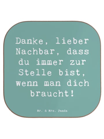 Mr. & Mrs. Panda Untersetzer Glas Spruch Danke Nachbar mit Spruch in Meeresbrise