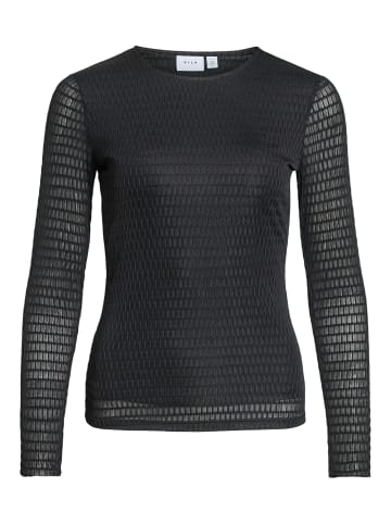 Vila Modisches Langarmshirt mit gepunktetem Muster und Rundhals in Schwarz