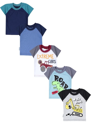 TupTam Baby Kurzarm T-Shirt 5er Set in blau/grau