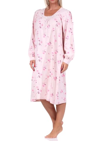 NORMANN Nachthemd Spitze Knopfleiste am Hals - 69578 in rosa