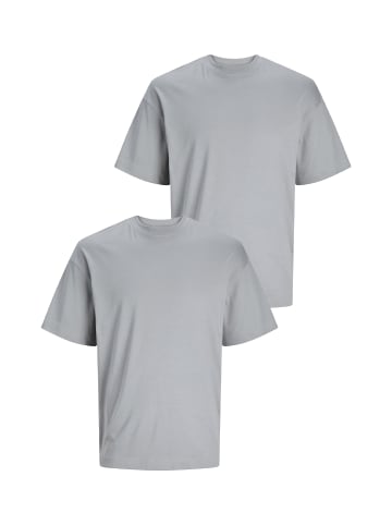 Jack & Jones 2er-SET Basic T-Shirt Rundhals Dropped Shoulder Oversized Shirt in Grau