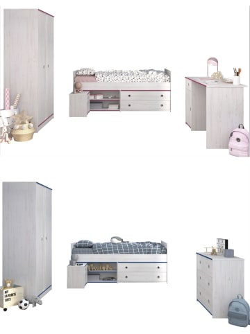 58 aufm Kessel KINDERZIMMER-SET 4-tlg. Parisot Smoozy 26b Holzdekor Kiefer Weiß/Pink