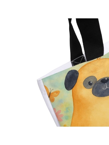 Mr. & Mrs. Panda Einkaufstasche Mops Design mit Spruch in Weiß