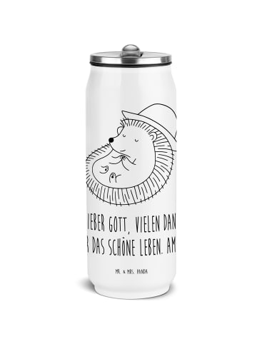 Mr. & Mrs. Panda Sport Trinkflasche Igel Beten mit Spruch in Weiß