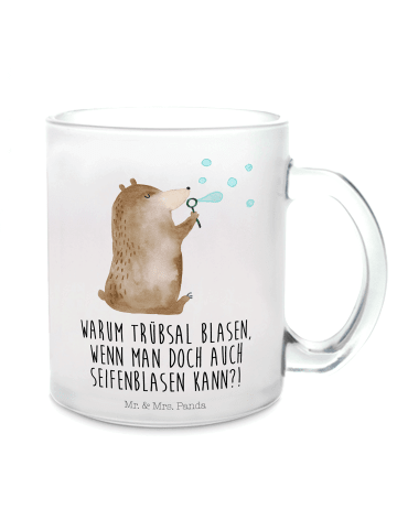 Mr. & Mrs. Panda Glas Bär Seifenblasen mit Spruch in Transparent