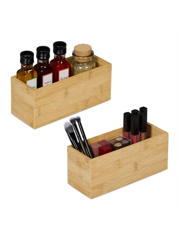 relaxdays 2 x Aufbewahrungsbox in Natur - (B)23 x (H)9,5 x (T)9 cm