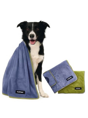 FLUFFINO Hundehandtuch Set 2-tlg. L grau/grün  Bunt