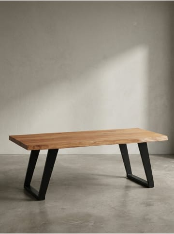 KADIMA DESIGN Couchtisch 120x60x46 cm Massivholz / Metall Baumkante, Design
