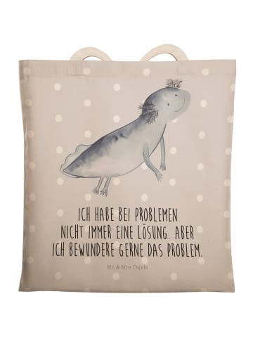 Mr. & Mrs. Panda Einkaufstaschen Axolotl Schwimmen mit Spruch in Grau Pastell