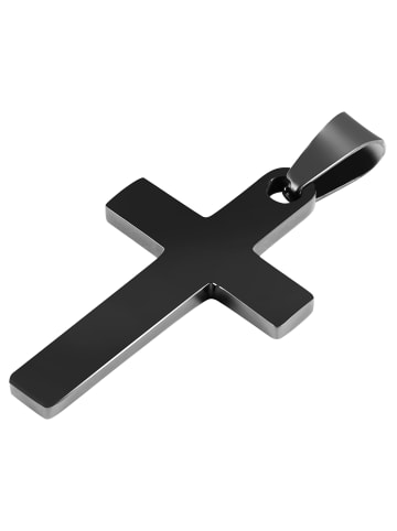 Adeliás Unisex Anhänger – Kreuz Kreuzanhänger aus Edelstahl in schwarz