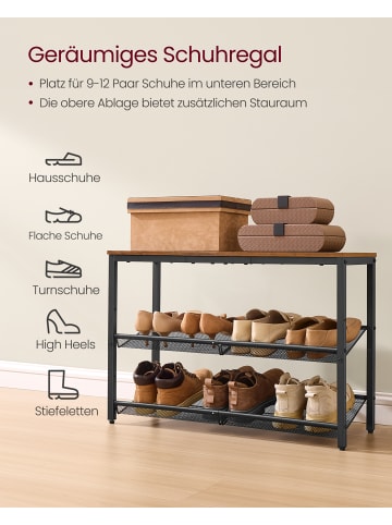 VASAGLE Schuhregal Dacey in Braun-Schwarz - (B)75 x (H)53 x (T)28 cm