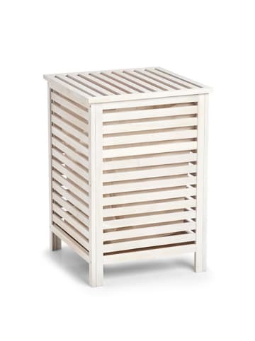 Zeller Wäschekorb aus Holz, Wäschebehälter in Weiß, (B) 45 x (H) 65,5 x (L) 45 cm