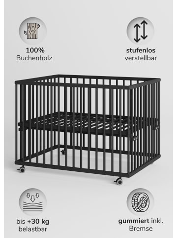 Sämann Sämann Laufgitter mit Matratze Cloud Air & Lattenrost - Black Edition - Premium