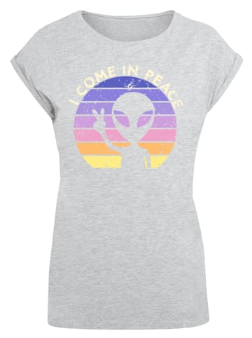 F4NT4STIC Extended Shoulder T-Shirt Alien Peace Sunset in grau meliert