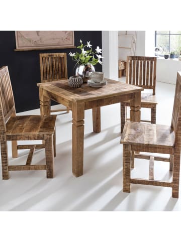 FineBuy Esstisch in Braun / Mango / 80x80x76