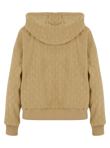 Urban Classics Urban Classics Ladies Jacquard Velvet Oversized Zip Hoody in unionbeige