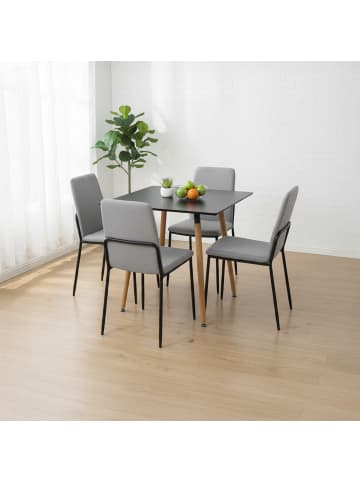 relaxdays Esstisch in Schwarz/ Natur - (B)75 x (H)75 x (T)75 cm